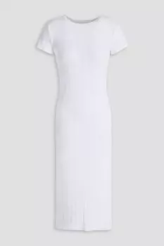 Платье миди из эластичного хлопка и модала в рубчик ENZA COSTA, белый