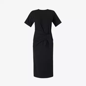 Платье миди из эластичного хлопка с завязкой на талии Sweaty Betty, черный