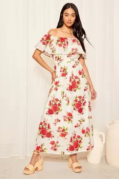 Платье миди из эластичного хлопкового поплина Bardot Friends Like These, белый