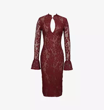 Платье-Миди из эластичного кружева Pierette с вырезом-замочной скважиной House Of Cb, цвет rhubarb