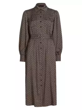 Платье миди из эластичного шелка с геометрическим рисунком Kate Elie Tahari, цвет lisbon dot