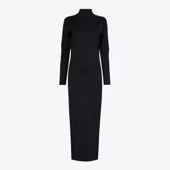 Платье миди из эластичной ткани с высоким воротником и разрезом по краю Gabriela Coll G, черный