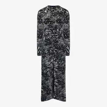 Платье миди из эластичной ткани со сборками и анималистическим принтом Ro&Zo, черный