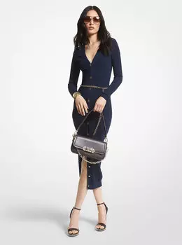 Платье миди из эластичной вискозы с поясом Michael Kors, синий