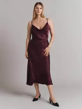Платье миди из атласа alice косого кроя Ghost, цвет Wine