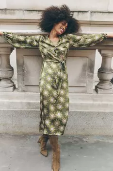 Платье миди из атласа цвета жасмин Boden, зеленый