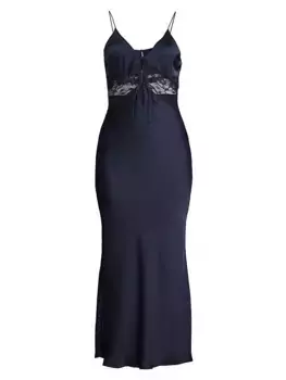 Платье миди из атласа и кружева Lonnie Misha, черный