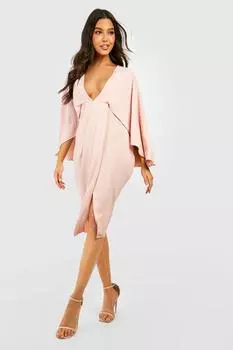 Платье миди из атласа с кейпом Boohoo, роза