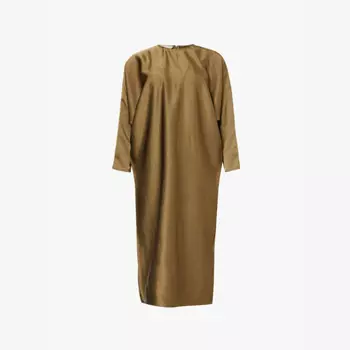 Платье миди из атласа с круглым вырезом и рукавами «летучая мышь» Leem, зеленый