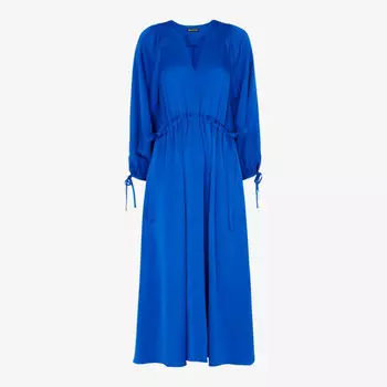 Платье миди из атласа с оборками от Molly Whistles, синий