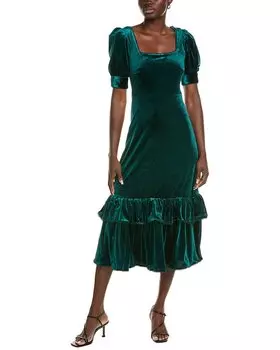 Платье миди из бархата от Rachel Parcell, зеленый