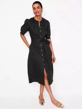 Платье миди из чистого льна ada Boden, черный