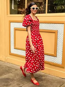 Платье миди из чистого органического хлопка alicia в горошек Baukjen, цвет Crimson/Multi