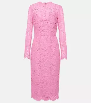 Платье миди из цветочного кружева Dolce&Gabbana, розовый