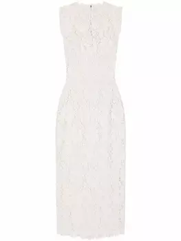Платье миди из цветочного кружева Dolce & Gabbana, белый