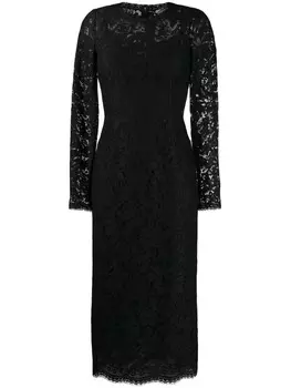 Платье миди из цветочного кружева Dolce & Gabbana, черный