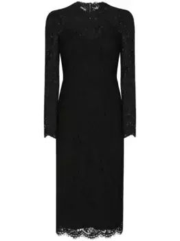 Платье миди из цветочного кружева DOLCE & GABBANA, черный