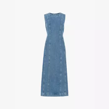 Платье-Миди из денима Slim-Fit без рукавов Whistles, синий