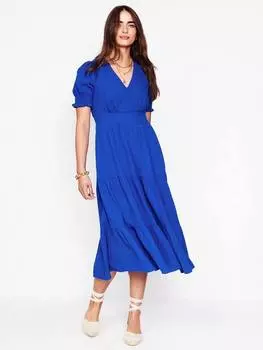 Платье миди из двойной ткани anna Boden, цвет Bright Blue