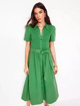 Платье миди из двойной ткани янтарного цвета Boden, цвет Iguana Green