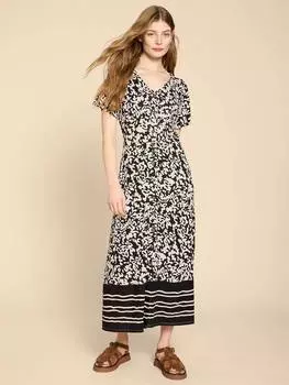 Платье миди из джерси amelia White Stuff, цвет Black/Ivory