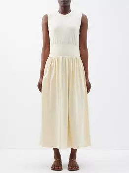 Платье миди из джерси из органического хлопка с заниженной талией Toteme, бежевый