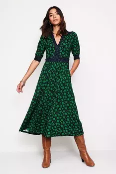 Платье миди из джерси Lily hotched Boden, зеленый