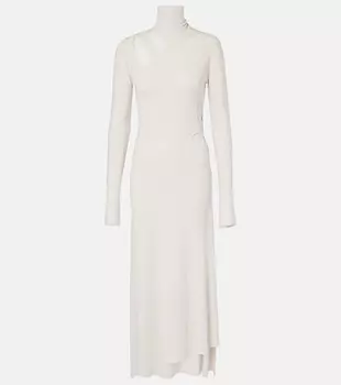 Платье миди из джерси с вырезом Victoria Beckham, цвет bone