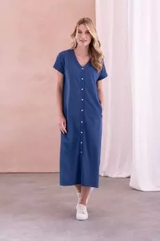 Платье миди из джерси с застежкой на пуговицы Celtic & Co., синий