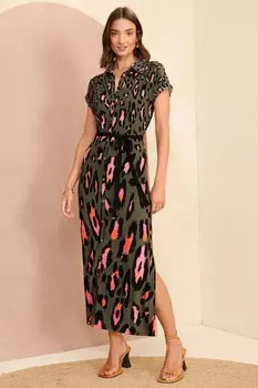 Платье миди из джерси с застежкой на пуговицы Love & Roses, зеленый