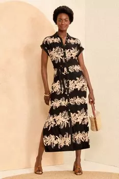 Платье миди из джерси с застежкой на пуговицы Love & Roses, черный