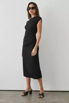 Платье миди из джерси со сборками по бокам Debenhams, черный