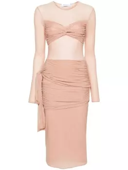 Платье миди из джерси со сборками Blumarine, розовый