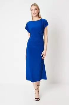 Платье миди из джерси со сборками по бокам Debenhams, синий