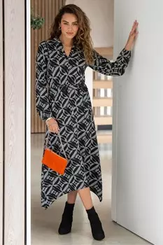 Платье миди из джерси «Венеция» с воротником стойкой Pour Moi, черный