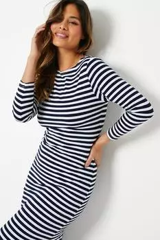 Платье миди из джерси в полоску Debenhams, темно-синий