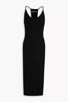 Платье миди из джерси в рубчик ENZA COSTA, черный