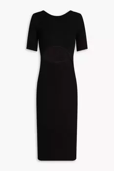 Платье миди из джерси в рубчик с вырезами ENZA COSTA, черный