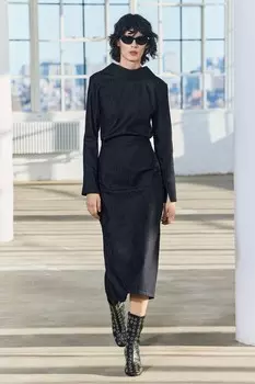 Платье миди из джинса ZARA, синий