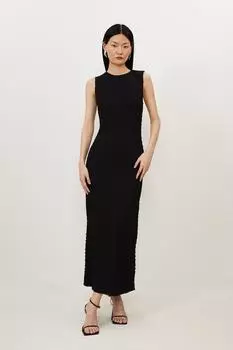 Платье миди из фактурного трикотажа с бретелькой на шее Karen Millen, черный