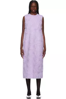 Платье миди из фиолетового тюля с вышивкой на ленте Comme des Garons