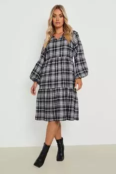 Платье миди из фланели Boohoo, черный