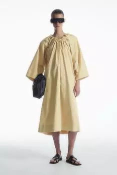 Платье миди из хлопка большого размера COS, цвет Beige