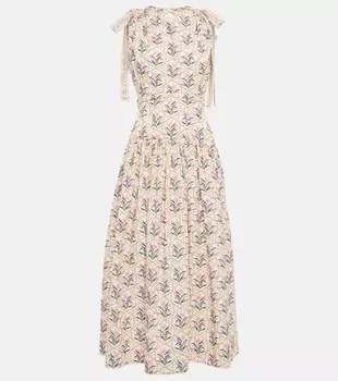 Платье миди из хлопка Guaguanc с цветочным принтом AGUA BY AGUA BENDITA, разноцветный