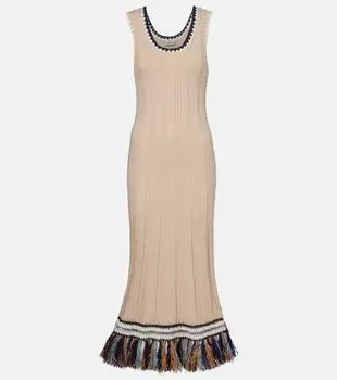 Платье миди из хлопка и кашемира Julianna Simkhai, Sand Multi