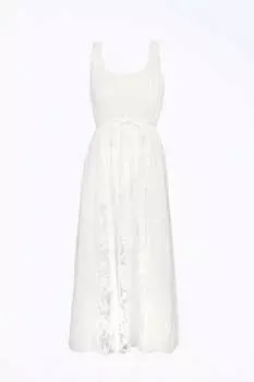 Платье-миди из хлопка и вуали Vivian Lace белого цвета adelyn rae