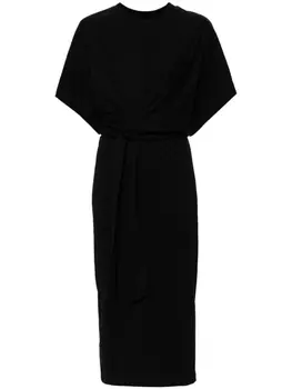 Платье миди из хлопка на завязках Closed, черный