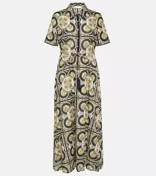 Платье миди из хлопка с принтом Tory Burch, мультиколор