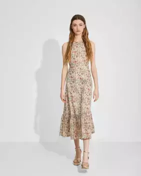 Платье миди из хлопка с принтом Nalle, мультиколор