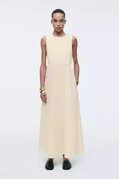 Платье миди из хлопка с вырезом сзади Cos, желтый